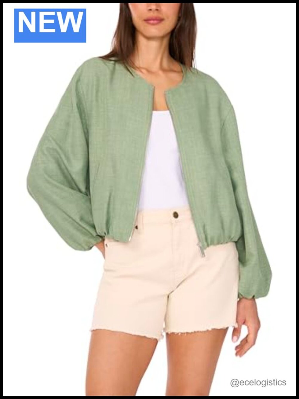 Vince Camuto Cropped Quilted Bubble Jacket Long Sleeve Fully Lined Windproof